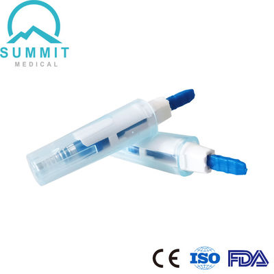 Dispositivo de lanceta de seguridad de tamaño pequeño con aguja bloqueada automáticamente 30G 1,5 mm Azul