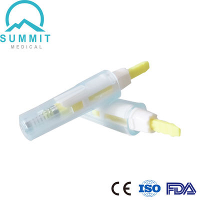 Lanceta de seguridad de un solo uso con mecanismo de pinchazo automático 26G 1,8 mm Amarillo