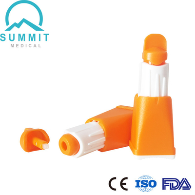 Naranja ajustable de la lanceta de sangre de la seguridad de los ajustes múltiples de la profundidad 28G 1.3mm/1.8mm/2.3m m
