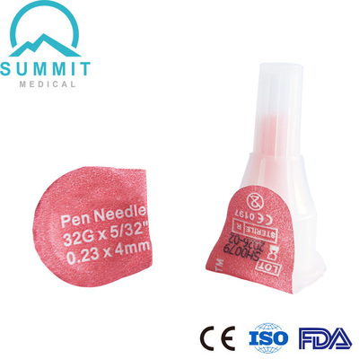 32G 4m m Pen Needles For Insulin Pens 100 pedazos del color del melocotón